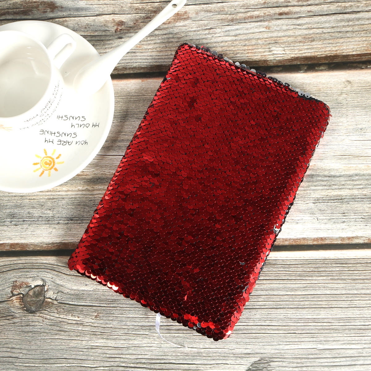 Masteelf Fashion Reversible Sequin Notebook Creative Notebooks Planner Journal Notepads Stationery Red