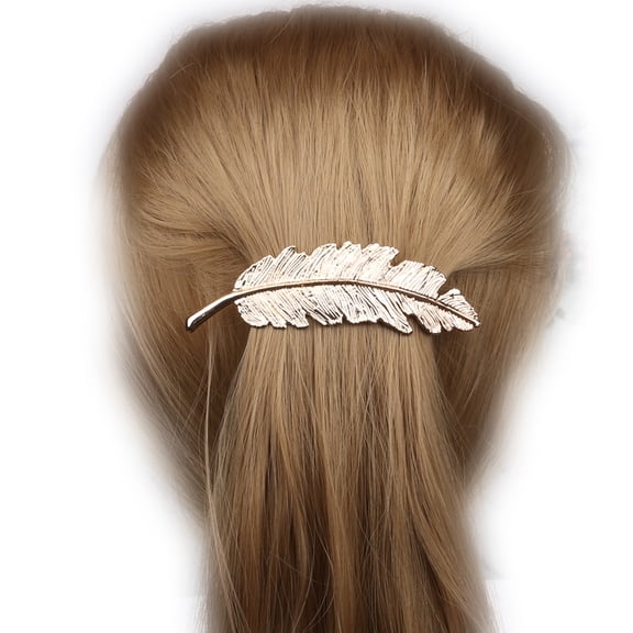 Masteelf Fashionable Leaf Hairpins Claw Barrettes Bridal Gold Updo Hair pin Dress Snap Accessories for Women Girls Wedding Party Festival(Golden)