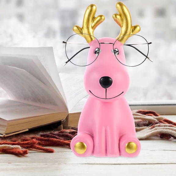 Masteelf Figure Animal Glasses Bracket Ornaments Cute Glasses Stand 15X8CM Pink