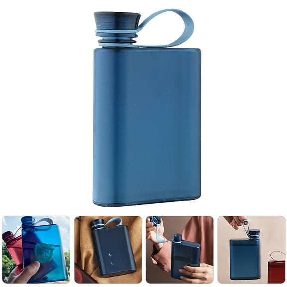 Masteelf  Flat Bottle Transparent Water Bottles Collapsible Travel Men and Women Blue