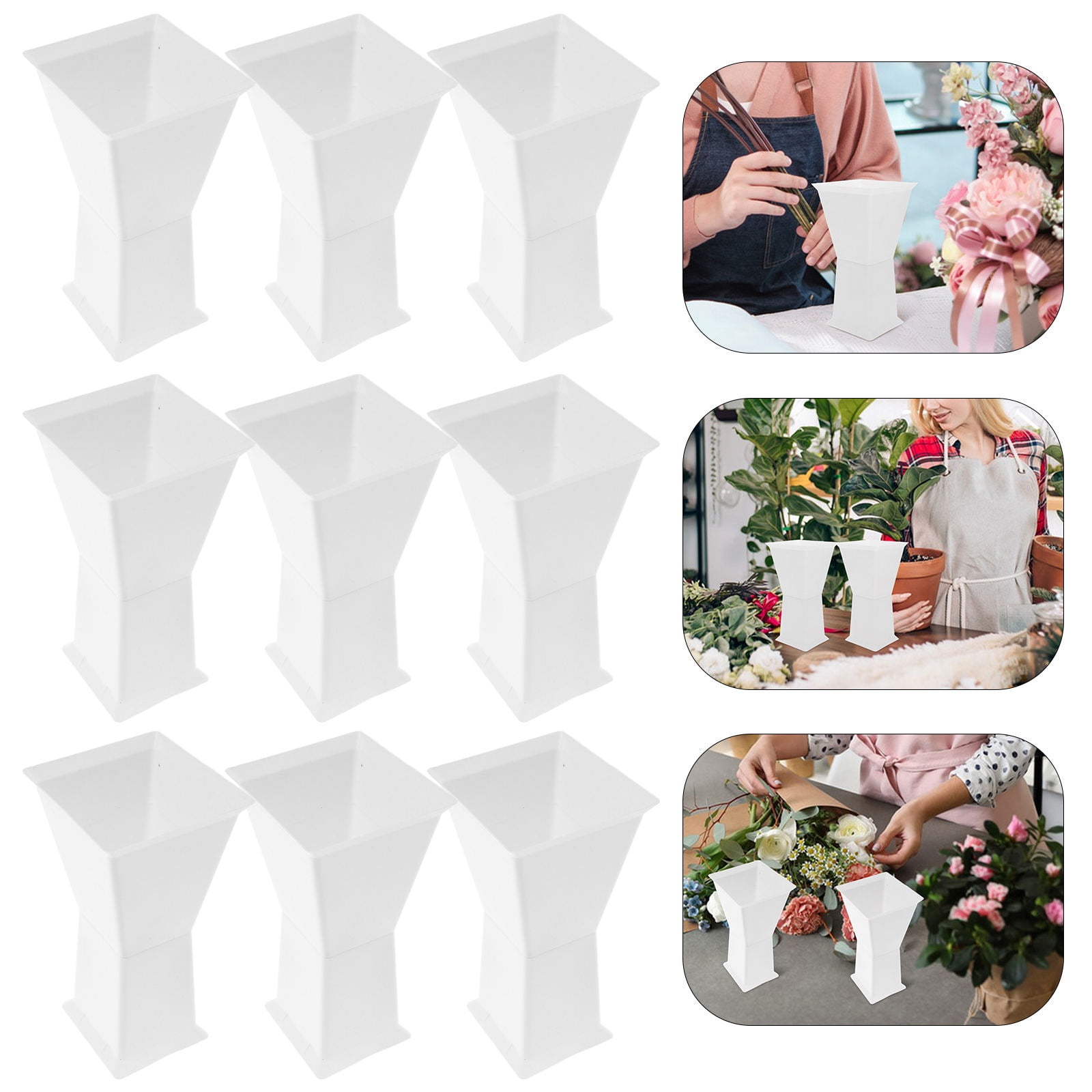 Masteelf Flower Arrangement Base for Bouquet Packaging Made from Plastic White Color 10 Pieces