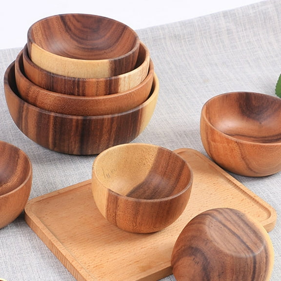 Masteelf Wooden Fruit Bowl, Multipurpose Food and Noodle Bowl, Kitchen Storage Holder, Rice Bowl for Household Use