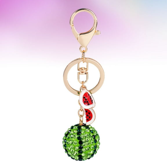 Masteelf Fruit Gift Keychains Watermelon Key Holder Alloy Pendant Rhinestone Key Rings Craft Decorations for Car Bag Hanging