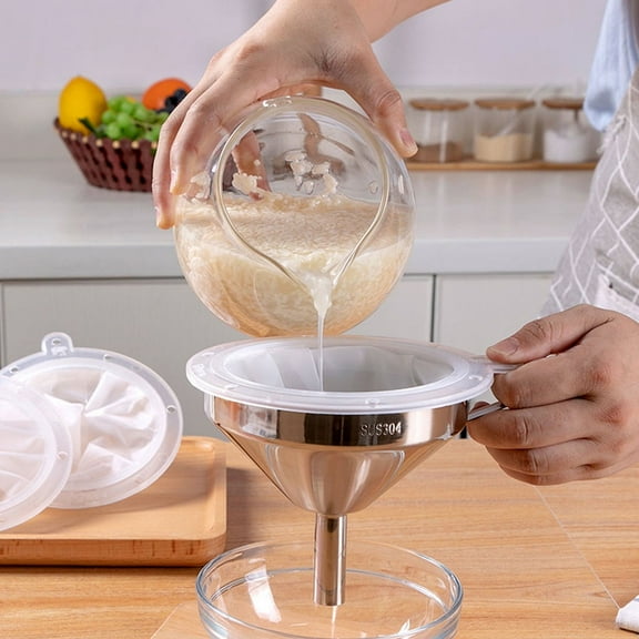 Masteelf Funnel with Strainer Liquid Wine Filter Mesh Screen Kitchen