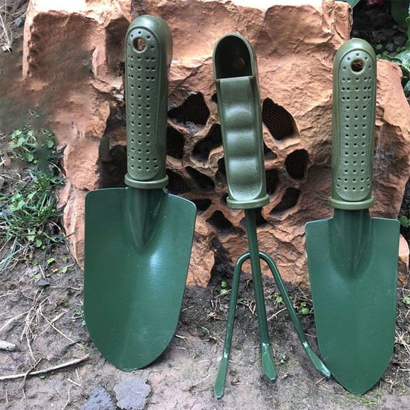 IDEANATEGRATE Outdoor Gardening Tool Set Army Green 3Piece Set 10.02X3.14X0.79In