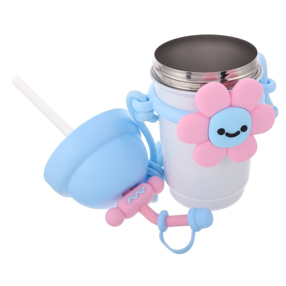 Masteelf Portable Car Cup with Straw for Drink Multi Color Stainless Steel Silicone Insulation Keeps Hot or