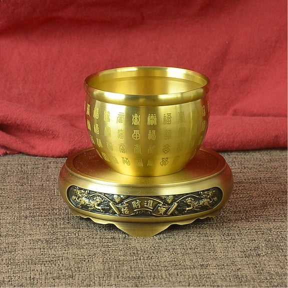 Masteelf Golden Copper Bowl for Home Decor Traditional Style Wealth Basin with Exquisite Design 7.1 inches