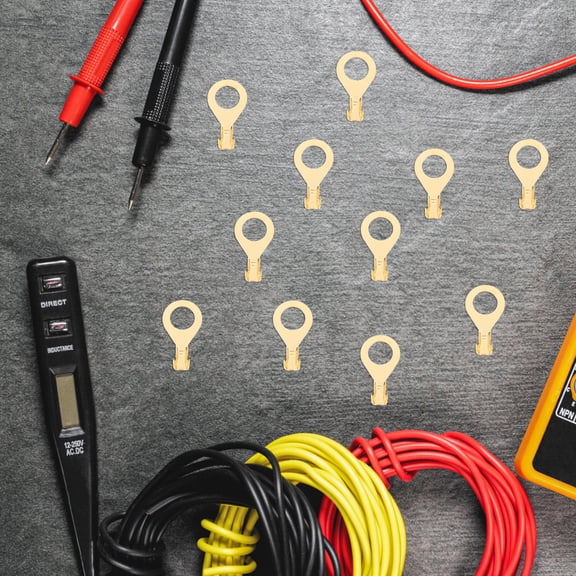 Masteelf Golden Copper Wire Lugs Kit for Electrical Cables Car Battery Connections 100pcs M8 for Home Use