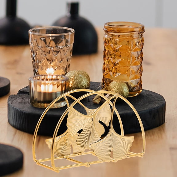 Masteelf Golden Iron Napkin Holder for Storage Use Leaf Pattern Paper Towel Dispenser 2 Pcs