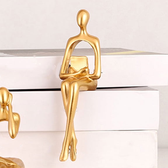 Masteelf Golden Resin Thinker Statue Abstract Decor Modern Art Sculpture for Home and Shelf 9.5 Inches