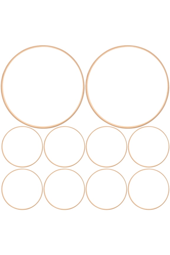 Golden Round Bamboo Embroidery Hoops for Craft Projects and DIY Fan Making 10 Pieces