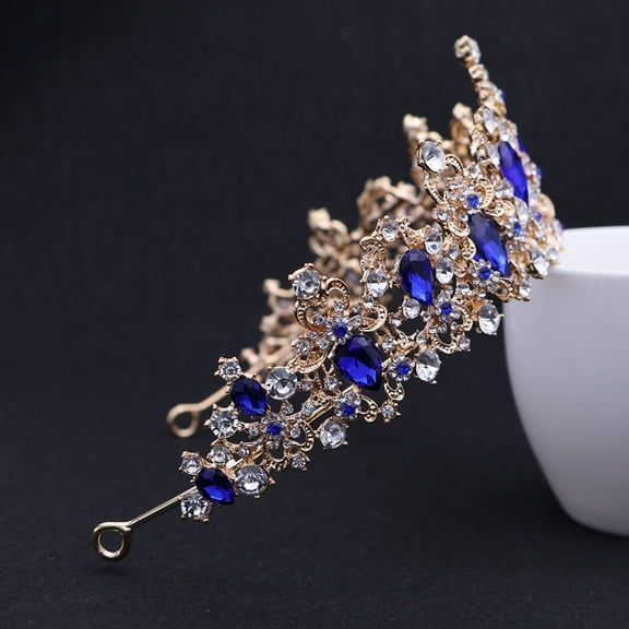 Masteelf Gorgeous Blue Crystal Tiara Crown for Women Lightweight Bridal Headpiece Ideal for Weddings 1 Piece