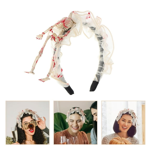 Masteelf Skeleton Lace Headband for Women, Vintage Lolita Hair Accessory, Wide Comfortable Decorative Hair Band for Parties