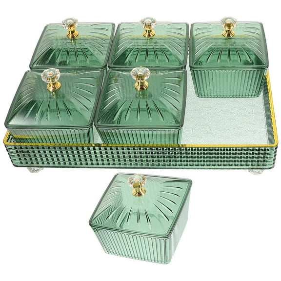 Masteelf Green Material Snack Tray with Cover for Storage Use Ideal for Candies and Dried Fruit 1 Set