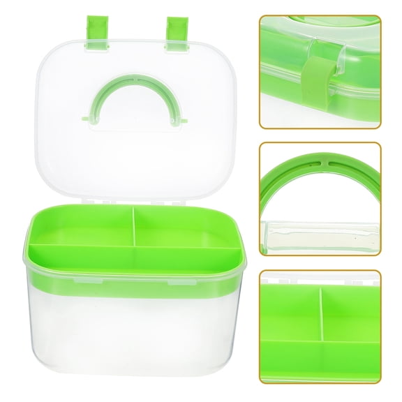 Masteelf Green Plastic Storage Box with Handle Double Layer Design for Home School and .8 x 5.1 x 3.1 Inches