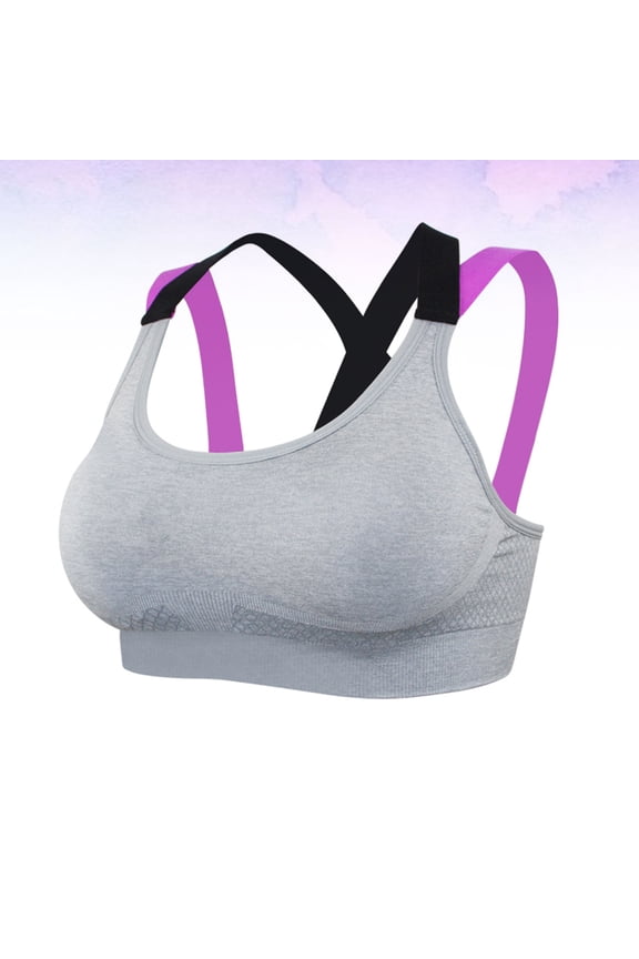 1Pc Sleeveless Sports Bra Without Underwire Grey Fitness Bra for Ballet and Home Use