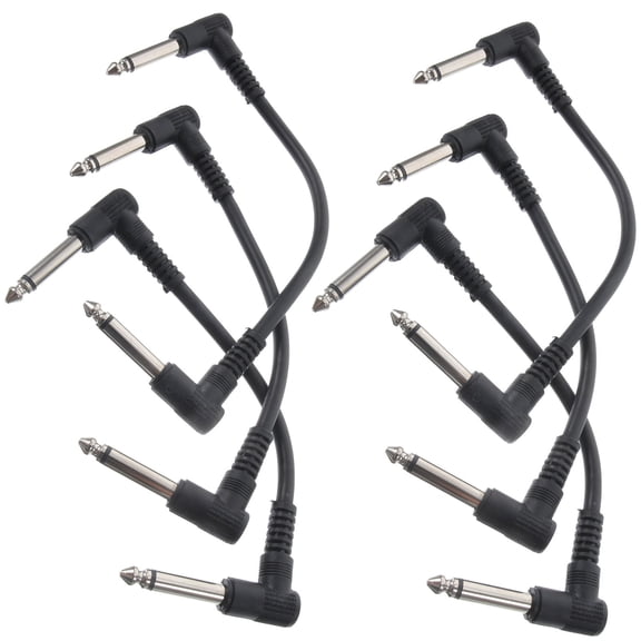Masteelf Guitar Patch Cable 6.35mm Audio Cable for Electric Guitar and Bass Durable PVC Black 30cm 6pcs