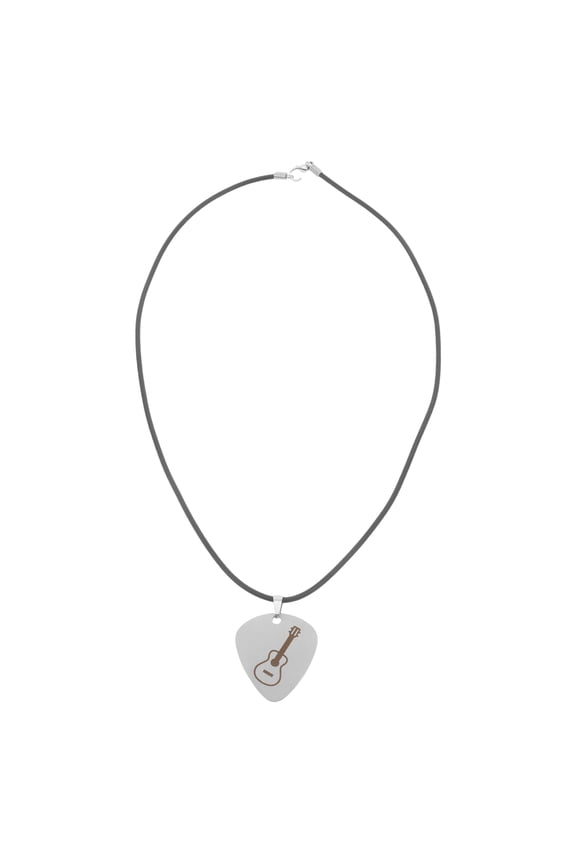 Guitar Pick Pendant Rock Necklace Jewelry Stone Accessories Music Score Man Silver