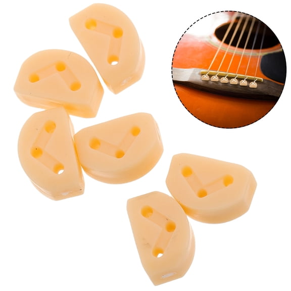 Masteelf Guitar String Ties Bridge Beads for Classical Guitar Nylon String Ukulele 6 Pieces Light Yellow