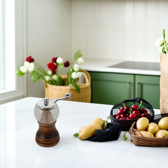 Masteelf Hand Crank Mini Pepper Mill with Crank Handle Manual Pepper Grinder for Pepper Salt Kitchen Outdoor BBQ