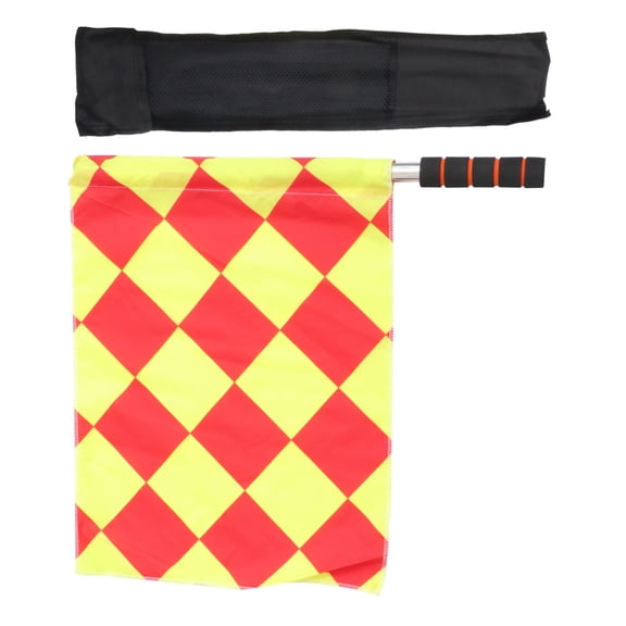 Masteelf Hand Flag with Plastic Handle Mini Flag with Waterproof cloth for Football Judge Small Suqre Pattern