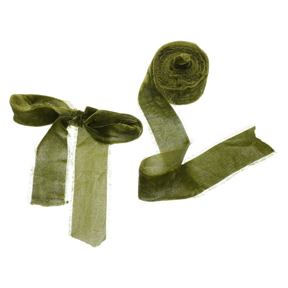 Masteelf Olive Green Silk Velvet Ribbon Stickers with , Hand Torn Mini Adornments for Crafts and Rewards