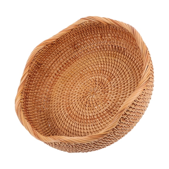 Masteelf Handmade Rattan Basket Serving Small Wicker Hamper Fruit Beige