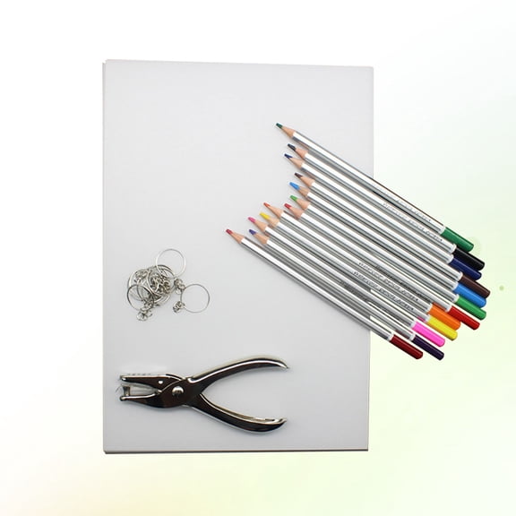 Masteelf Handpainted DIY Materials Durable Heat Shrinkable Pieces for Crafting and Keychain Decorations White 10 Sheets