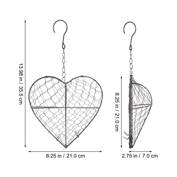 Masteelf Heart Shape Iron Wire Wreath Black Metal Frame Hanging Succulent Pot Stylish Home Decor 14.5 Inch