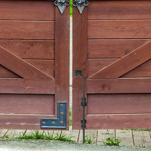 Masteelf Heavy Duty Gate Bolt Drop Rod Steel Gate Latch 18-Inch Wood Gate Hardware Ground Rod Cane Bolt For Fence Gates Garden Yard Patio Shed Doors