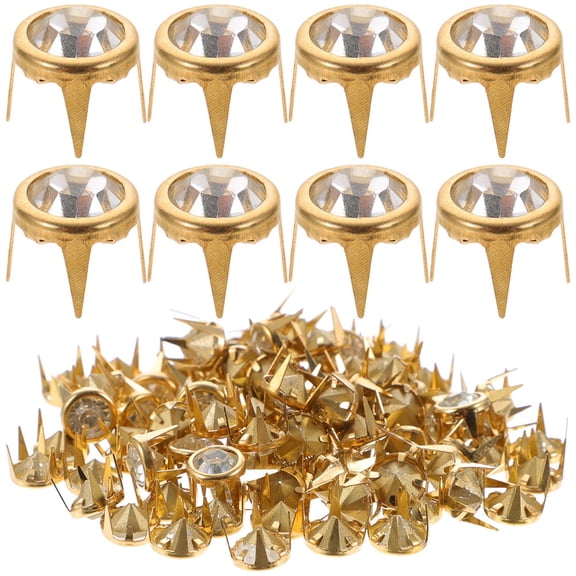 Masteelf Hemoton 50pcs Crystal Rhinestone Rivets for DIY Clothing Claw Studs Decorative Spikes Fashion Accessories Shoes Rivet