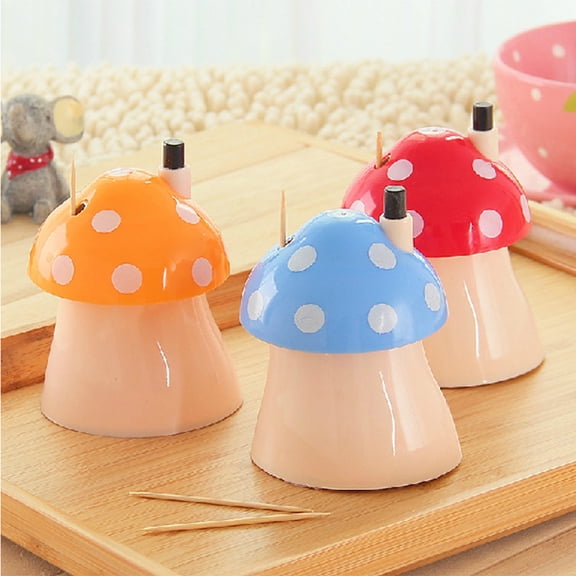 Masteelf Hemoton 5pcs Mushroom Shaped Toothpick Box Container Holder for Home Restaurant Color