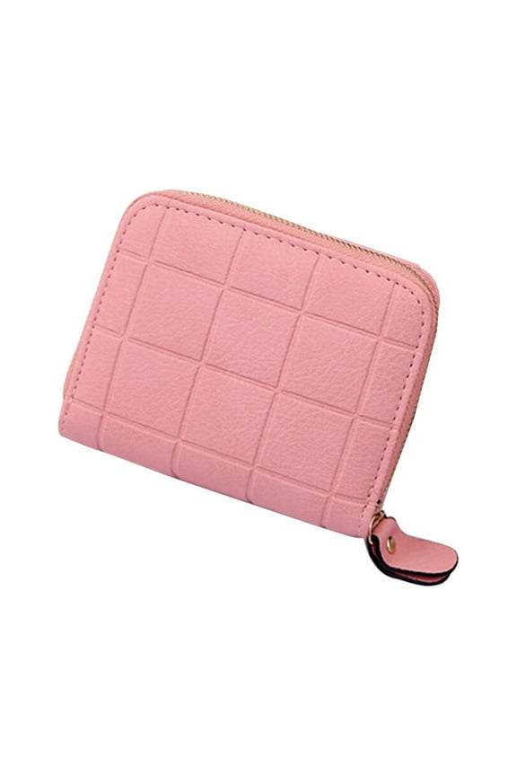 Pink Mini Zipper Wallet for Women and Girls Made of PU Leather Great for Holding Cash Cards Keys Coins Small Size