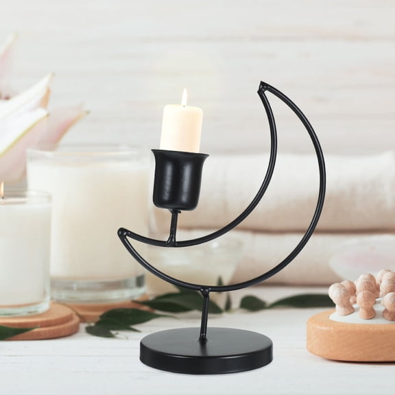 Masteelf Iron Moon Candlestick Holder Home Decor Candle Stand 14x11.5x7 cm Stylish for Living Room