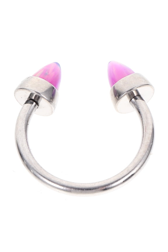 Horse Hoof Nose Ring Cone Inner Tooth Lip Colorful Opal Bone Hoop Earrings