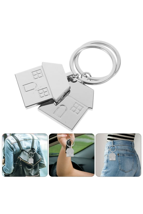 House Design Keychains 2pcs Home Keychain Cute Metal Keychain House Pendant Family Keychain for New Homeowners Housewarming