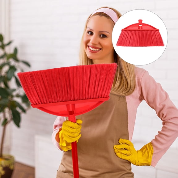 Masteelf Household Broom Replacement Plastic Head Soft Cleaning Dust Red