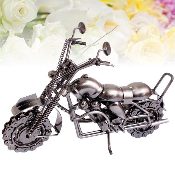 Masteelf Iron Metal Handicraft Large Motorcycle Model Creative Modern Ornaments for Home Decor (Silver Grey)