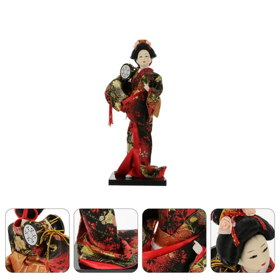 Masteelf Japanese Style Geisha Doll for Home Decor Made of Synthetic Material Multi Color 7 inch