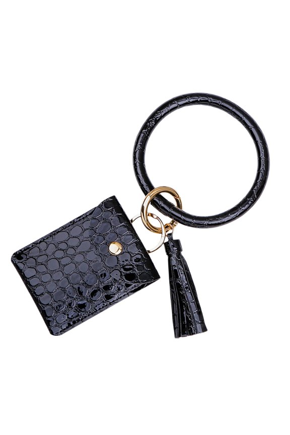 Card Pouch Keychain Portable Use Black 1Pack