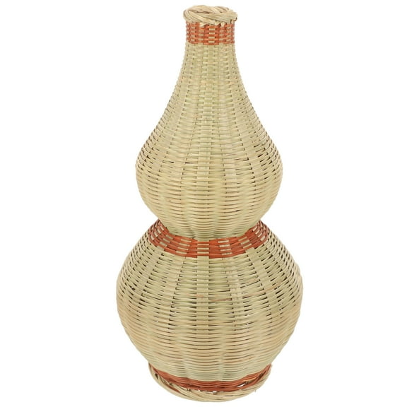 Masteelf Khaki Bamboo Woven Flower Vase for Natural Decor Exquisite Craftsmanship Perfect for Dried Flowers 10.5 inches
