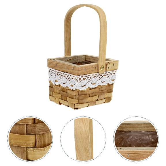 Masteelf Khaki Flower Basket with Hand Weaving Design for Home Decor Synthetic Material