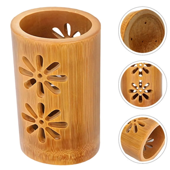 Masteelf Khaki Kitchen Utensil Holder Plastic Cutlery Container for Storage Use Practical Size 6.5 x 4.5 x 3.5