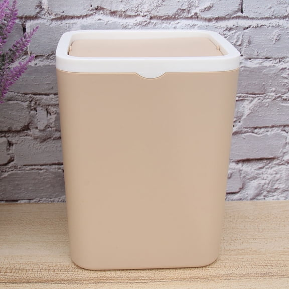 Masteelf Khaki Plastic Garbage Box for Storage Use Ideal for Home Office and Car Easy Clean with Removable Lid 0.5L