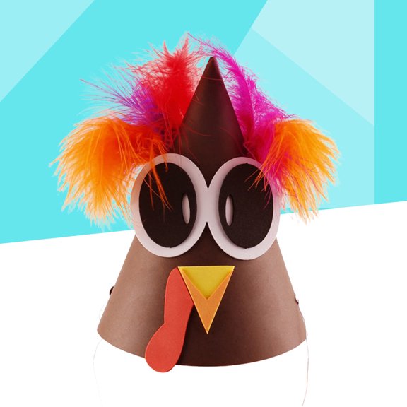 Masteelf Kids Turkey Hat Educational Accessory Elastic DIY Handmade Craft Thanksgiving Decoration