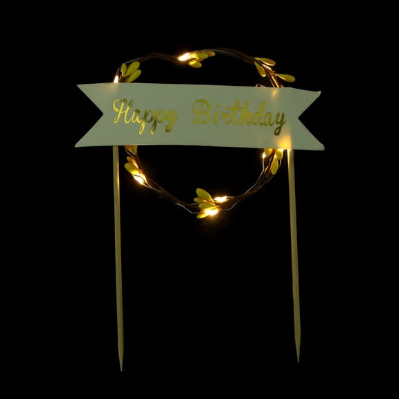 Masteelf LED Illuminated Garland Vine Cake Toppers Romantic Cake Inserted for Party Decoration Warm Light