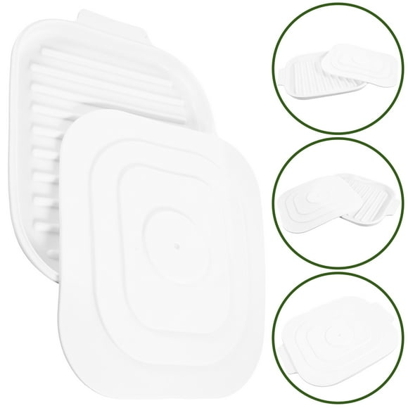 Masteelf Large Silicone Bacon Dish Multi-functional Baking Pan 28X20.8CM White