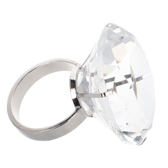 Masteelf Large Simulated Engagement Ring Prop 8cm Wedding Anniversary Party Decoration Fake Ring Glass Ring Prop  Romantic Proposal Wedding Prop for Proposal