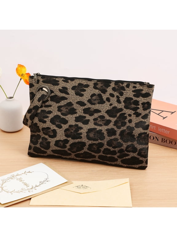 Leopard Print Zipper Clutch Bag for Women, Pattern Envelope Purse, Fashionable Evening Wristlet Handbag Wallet