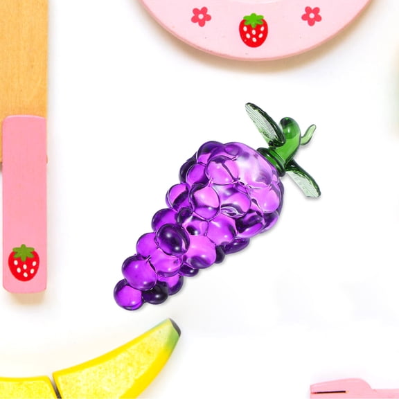 Masteelf Lifelike Crystal Grape Figurine Decorative Artificial Fruit Sculpture for Home Office Tabletop Paperweight Grape Ornament Small Simulated Grape Decoration